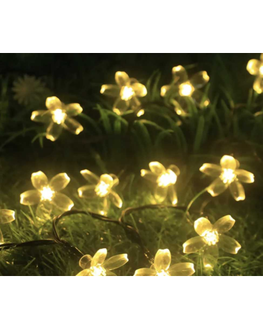 Ηλιακή γιρλάντα φωτισμού LED - Λουλούδι - 5m+1m - 20D - 152899 - Warm White