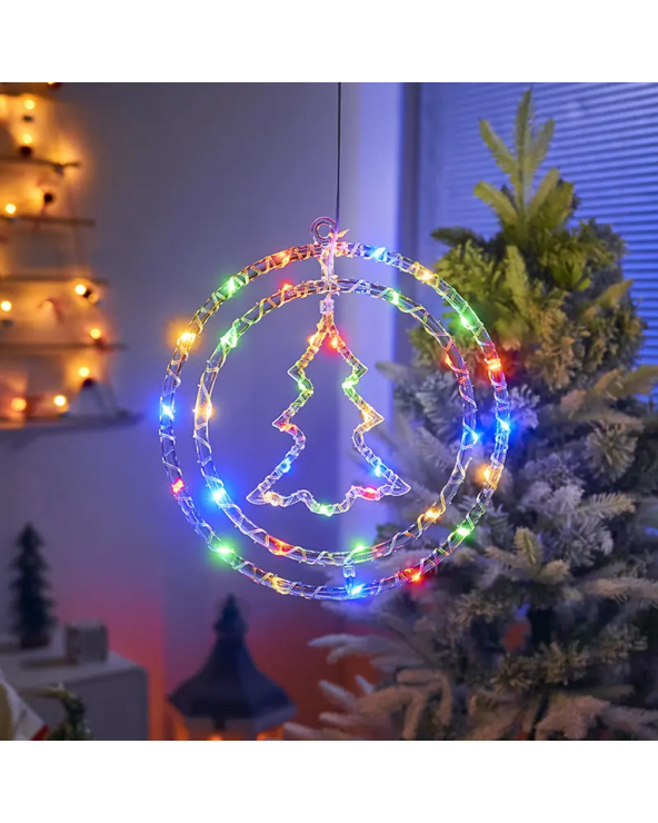Χριστουγεννιάτικο φωτεινό διακοσμητικό 3D LED κρεμαστό - Έλατο - 2pcs - 272306 - RGB