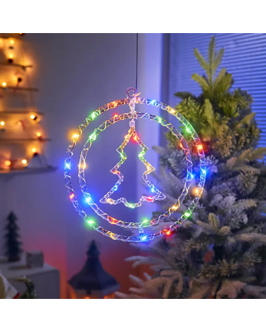 Χριστουγεννιάτικο φωτεινό διακοσμητικό 3D LED κρεμαστό - Έλατο - 2pcs - 272306 - RGB