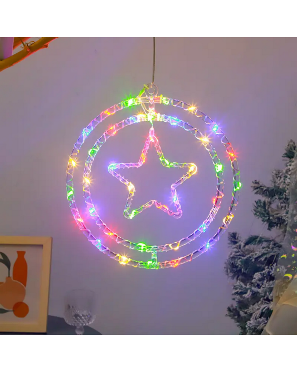 Χριστουγεννιάτικο φωτεινό διακοσμητικό 3D LED κρεμαστό - Αστέρι - 2pcs - 272307 - RGB