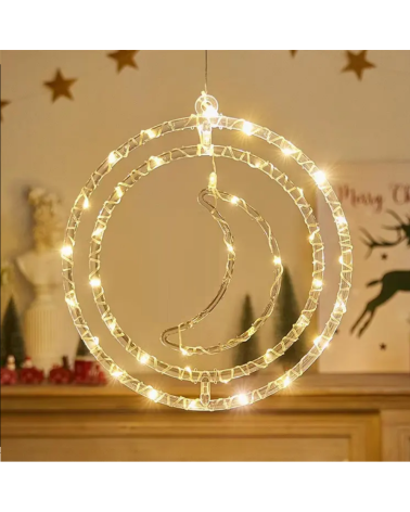 Χριστουγεννιάτικο φωτεινό διακοσμητικό 3D LED κρεμαστό - Φεγγάρι - 2pcs - 272308 - Warm White