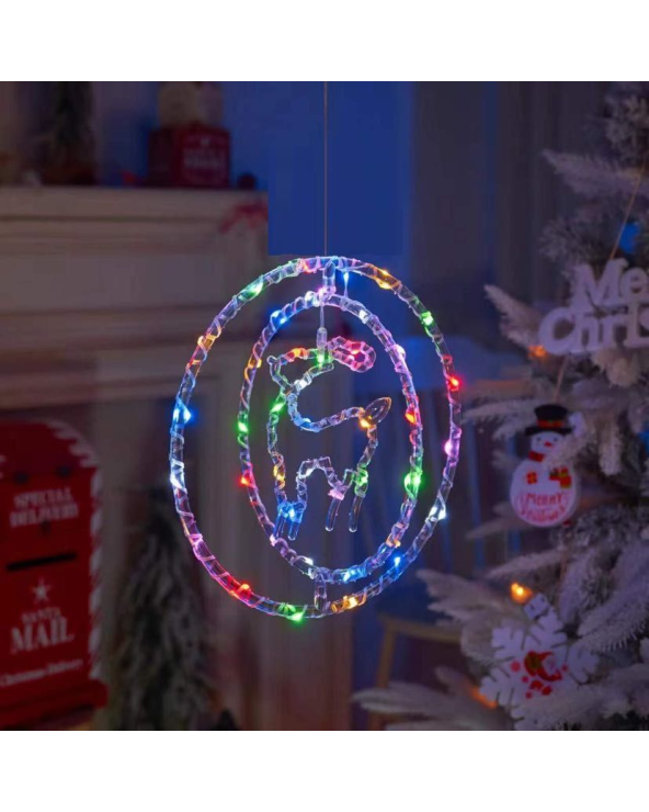 Χριστουγεννιάτικο φωτεινό διακοσμητικό 3D LED κρεμαστό - Ελάφι - 2pcs - 272311 - RGB