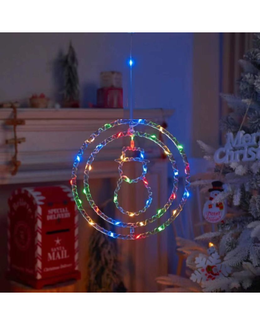Χριστουγεννιάτικο φωτεινό διακοσμητικό 3D LED κρεμαστό - Xιονάνθρωπος - 2pcs - 272313 - RGB