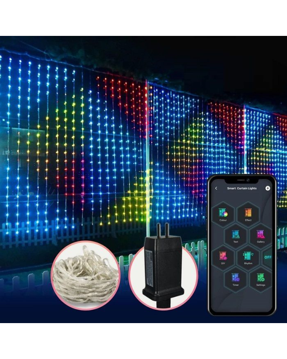 Χριστουγεννιάτικα φώτα LED με App ελέγχου - Κουρτίνα - IC - 2m*2m - RGB