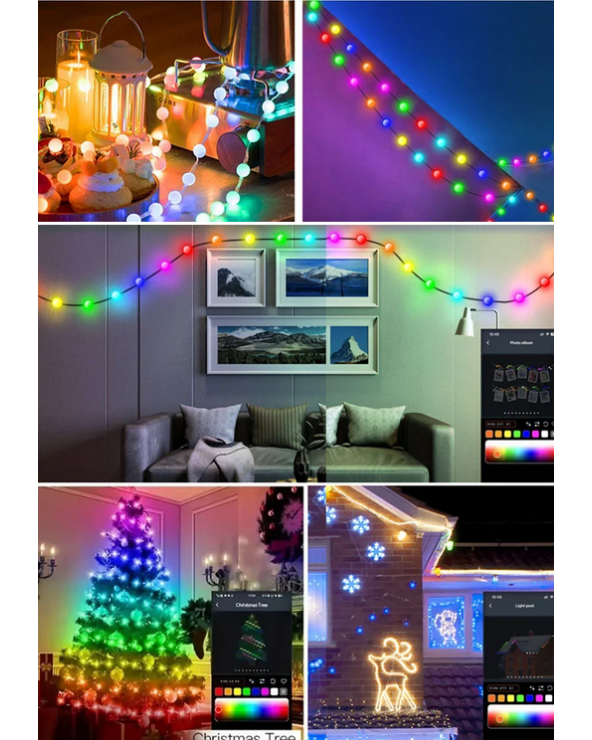 Χριστουγεννιάτικα φωτάκια LED - Φυσαλίδα - USB/10m/66L - RGB