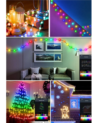 Χριστουγεννιάτικα φωτάκια LED - Φυσαλίδα - USB/10m/66L - RGB