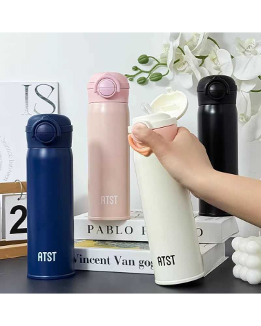 Φορητό παγούρι-θερμός με καλαμάκι - YCBW634 - 500ml - 696345 - Pink