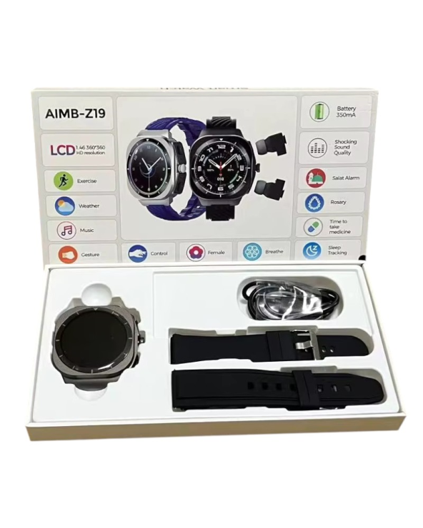 Σετ Smartwatch με ασύρματα ακουστικά Bluetooth - AIMB-Z19 - 065578 - Black