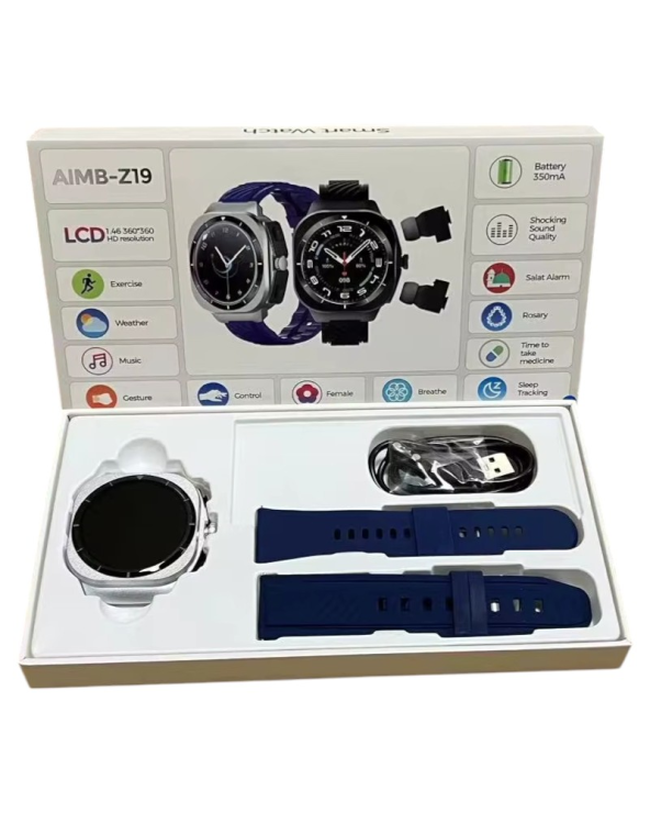 Σετ Smartwatch με ασύρματα ακουστικά Bluetooth - AIMB-Z19 - 065578 - Blue