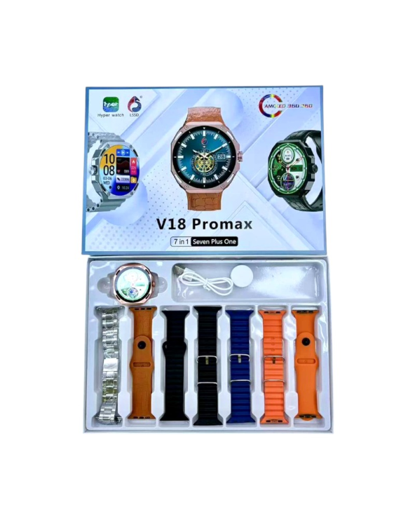 Σετ Smartwatch με 7 λουράκια - V18 Pro Max - 814116 - Gold