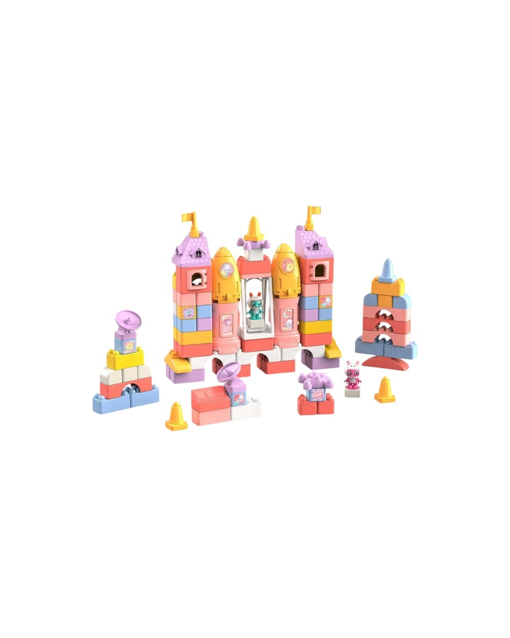 Σετ κατασκευών DIY με τουβλάκια - Rabbit Space Travel - 81pcs - JX6806