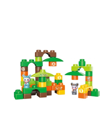 Σετ κατασκευών DIY με τουβλάκια - Forest Animals - 45pcs - JX6753