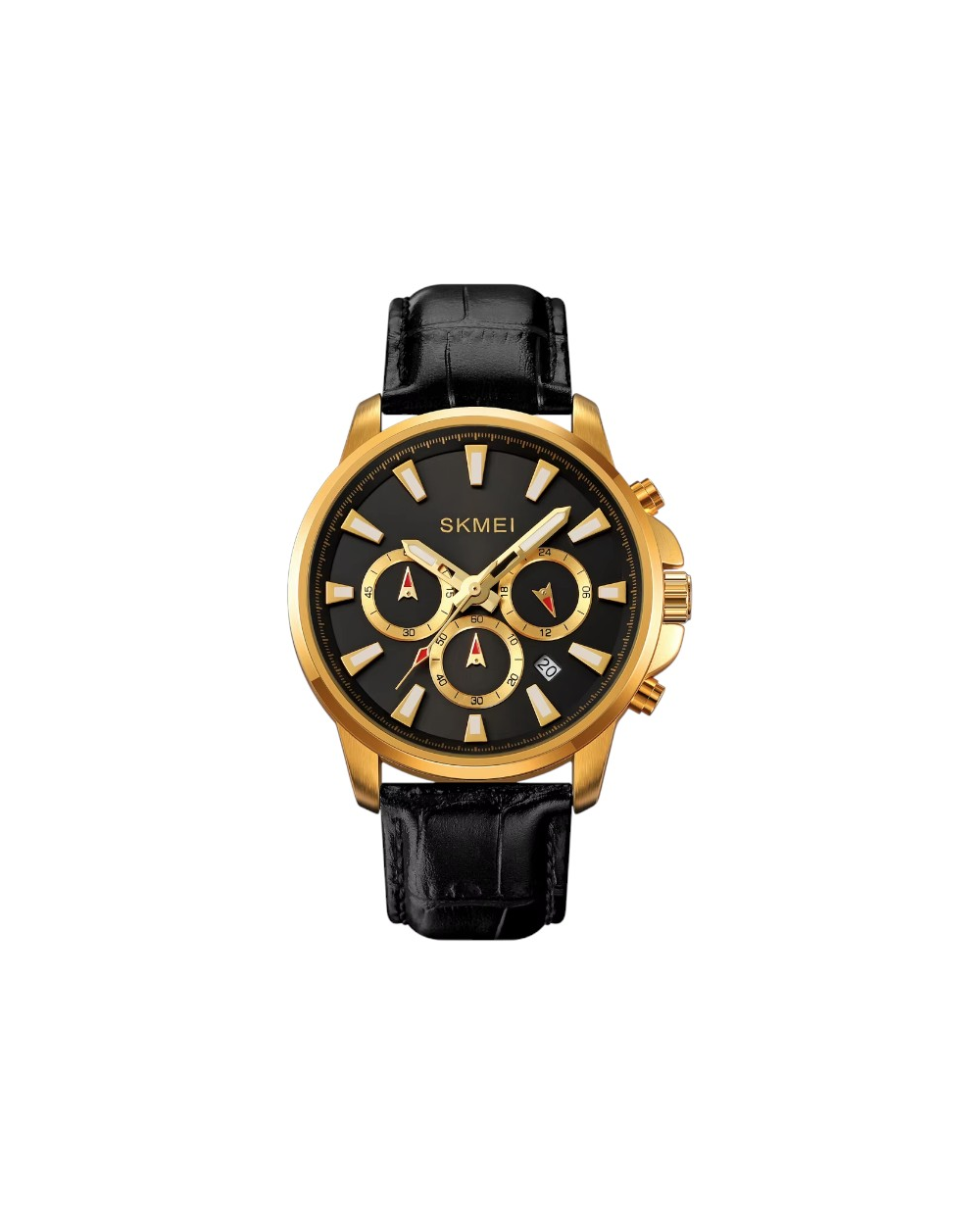 Aναλογικό ρολόι χειρός - Skmei - 2071 -  Black-Gold/Leather Black