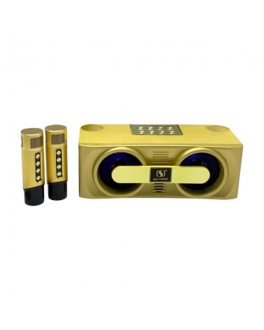 Ασύρματο ηχείο Bluetooth με 2 μικρόφωνα Karaoke - YS-205 - 887226 - Gold