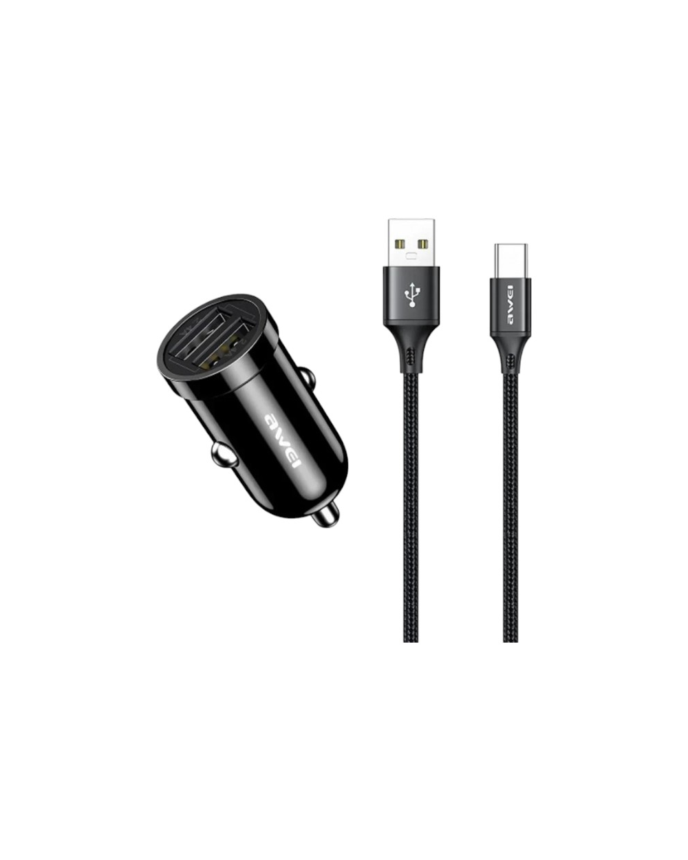 Φορτιστής αναπτήρα αυτοκινήτου Quick Charger με καλώδιο φόρτισης TypeC - C-826T - AWEI