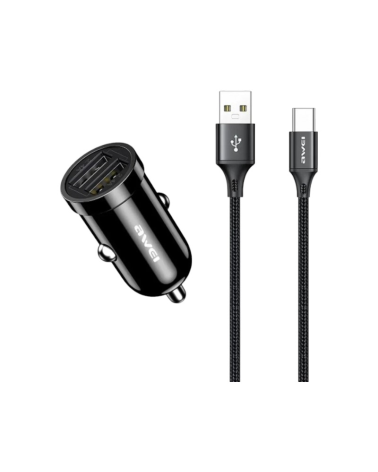 Φορτιστής αναπτήρα αυτοκινήτου Quick Charger με καλώδιο φόρτισης TypeC - C-826T - AWEI
