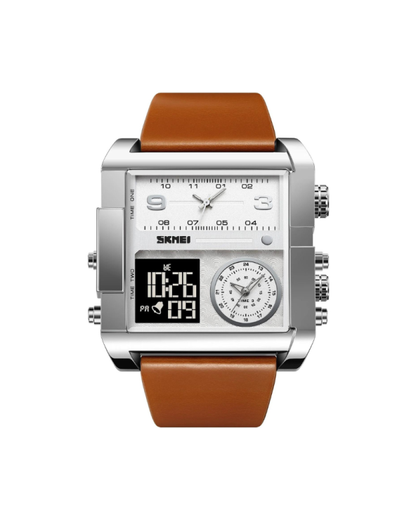 Ψηφιακό/αναλογικό ρολόι χειρός - Skmei - 2020 - Brown/Silver