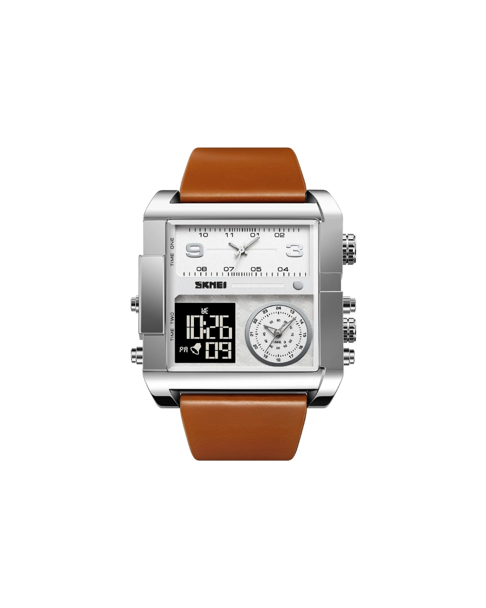 Ψηφιακό/αναλογικό ρολόι χειρός - Skmei - 2020 - Brown/Silver