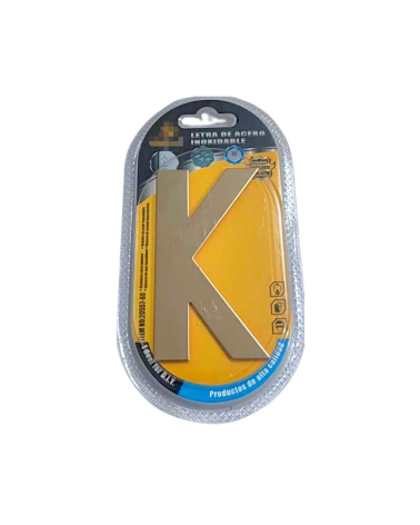 Αυτοκόλλητη μεταλλική πινακίδα γράμμα K - 8cm - Σετ 12 τεμάχια