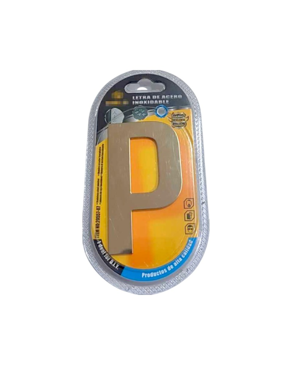 Αυτοκόλλητη μεταλλική πινακίδα γράμμα P - 8cm - Σετ 12 τεμάχια