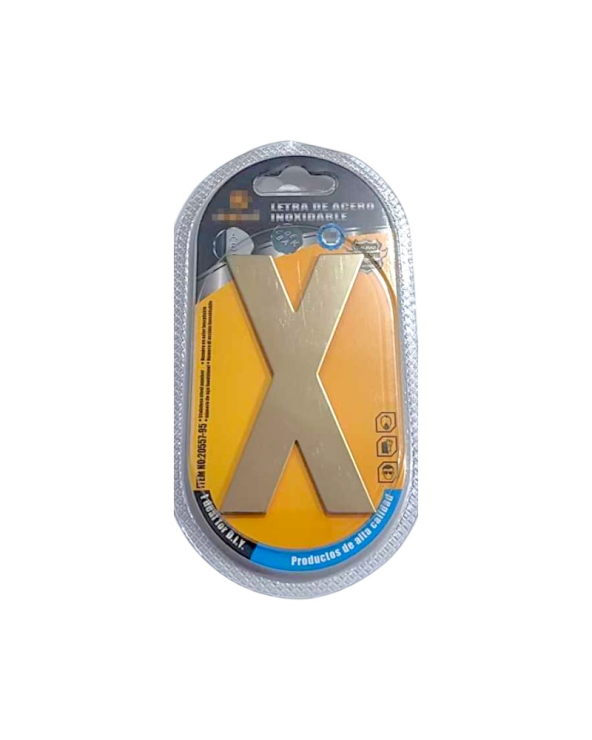 Αυτοκόλλητη μεταλλική πινακίδα γράμμα X - 8cm - Σετ 12 τεμάχια