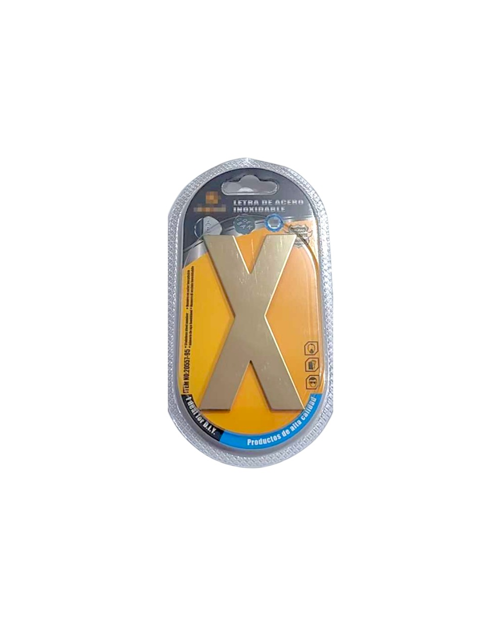Αυτοκόλλητη μεταλλική πινακίδα γράμμα X - 8cm - Σετ 12 τεμάχια