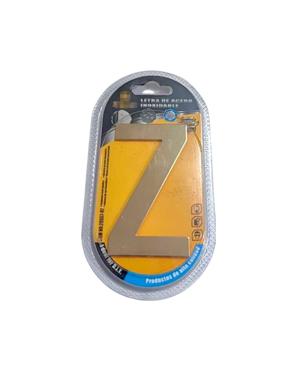 Αυτοκόλλητη μεταλλική πινακίδα γράμμα Z - 8cm - Σετ 12 τεμάχια