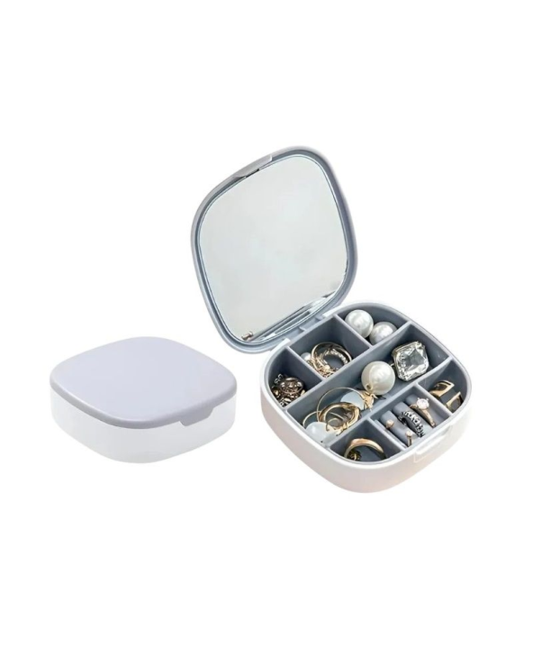 Θήκη οργάνωσης κοσμημάτων mini με καθρέπτη - LD988 - 292214 - White