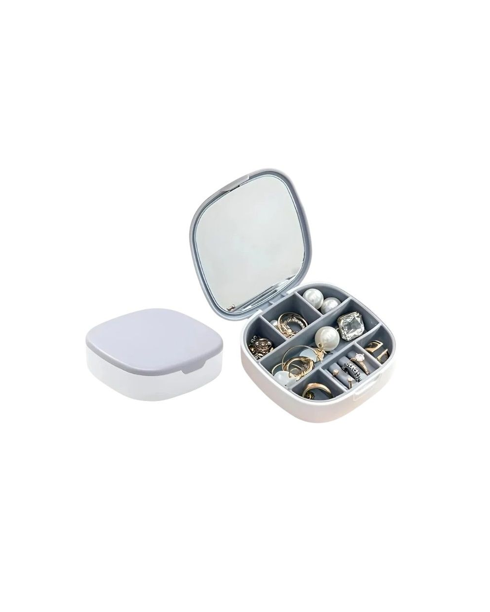 Θήκη οργάνωσης κοσμημάτων mini με καθρέπτη - LD988 - 292214 - White