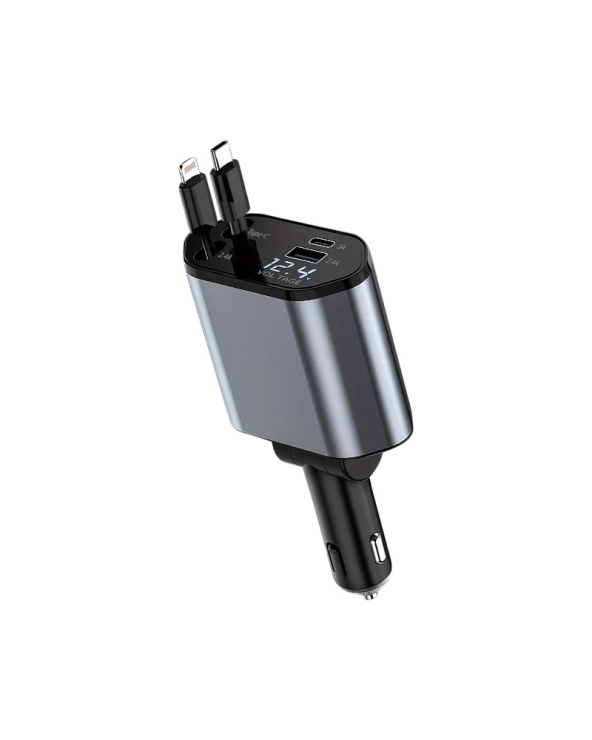 Φορτιστής αναπτήρα αυτοκινήτου Quick Charger με καλώδια φόρτισης TypeC - V7