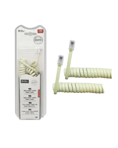 Καλώδιο γραμμής τηλεφώνου σπιράλ - 4P4C - 4m - 097060 - Beige