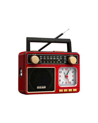 Επαναφορτιζόμενο ραδιόφωνο Retro με ρολόι - PR-1041 - 710418 - Red