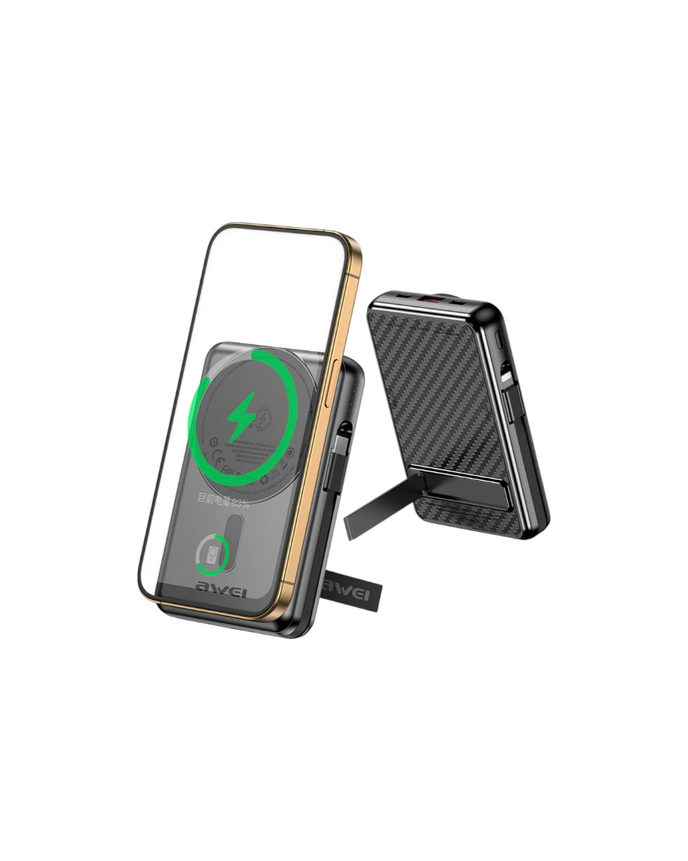 Μαγνητικό Powerbank ασύρματης φόρτισης με 2 καλώδια - PA-25 - 10.000mah - 22.5W - AWEI