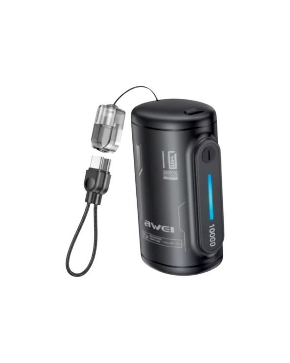 Powerbank με αποσπώμενο καλώδιο - WP-117 - 10.000mah - 22.5W - AWEI - 026482 - Black
