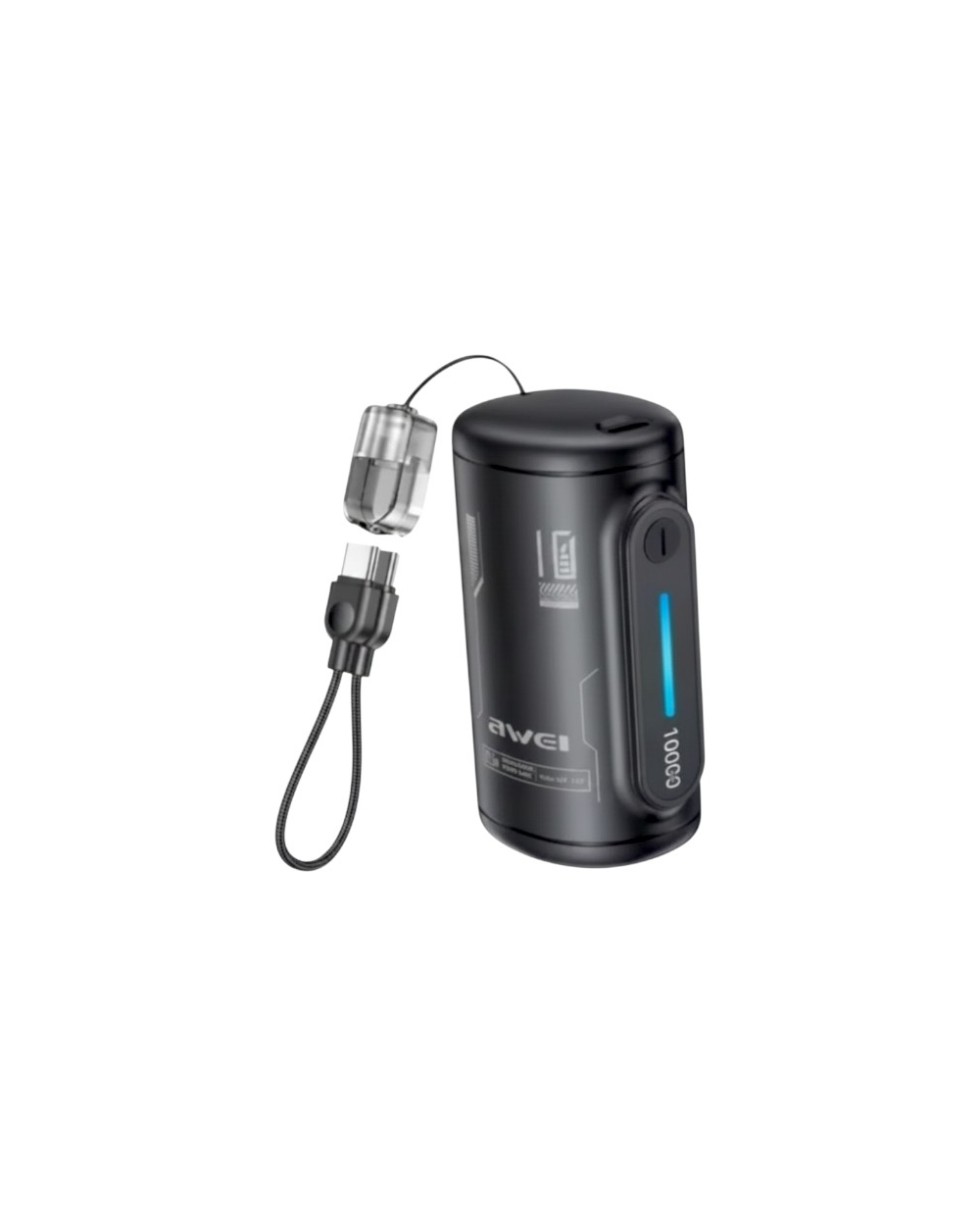 Powerbank με αποσπώμενο καλώδιο - WP-117 - 10.000mah - 22.5W - AWEI - 026482 - Black