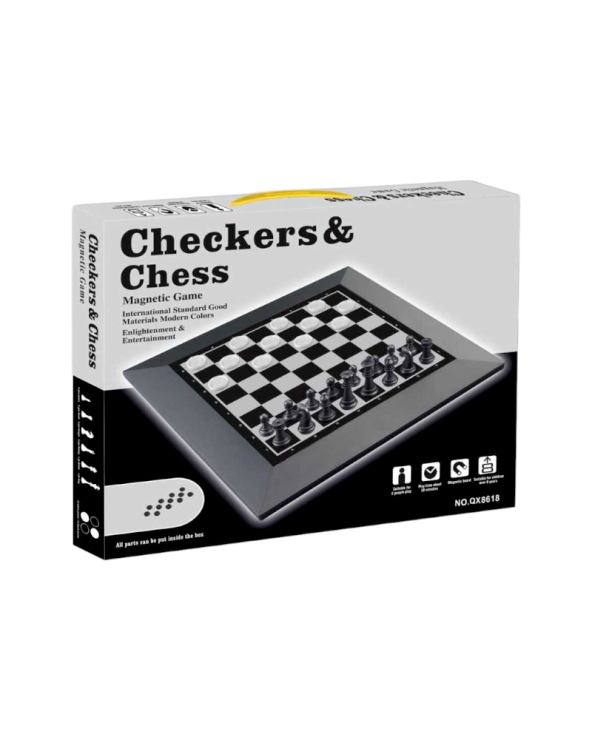 Επιτραπέζιο παιχνίδι 2in1 μαγνητικό - Σκάκι & Checkers - QX8618