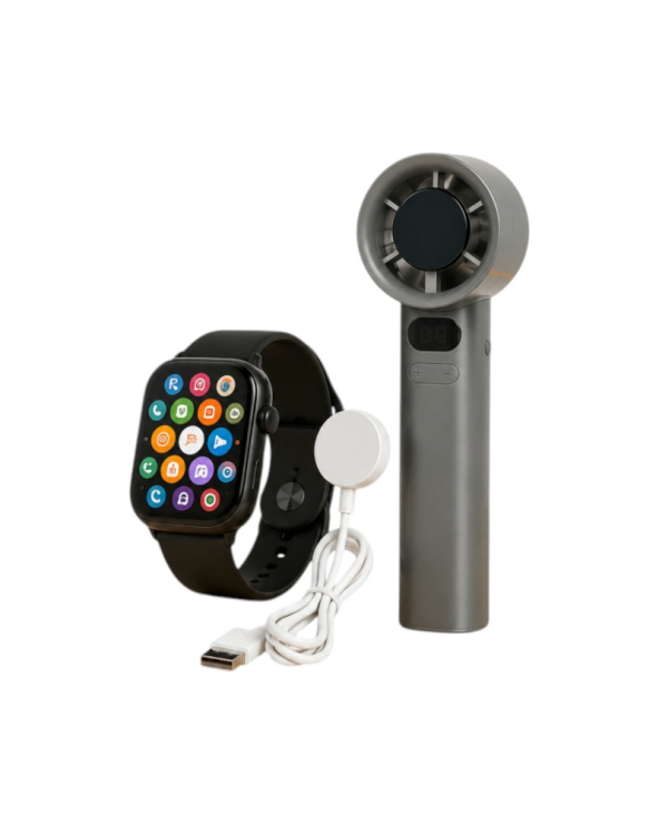 Σετ Smartwatch με ασύρματο ανεμιστήρα χειρός - FAN-50 PRO - 260295 - Black
