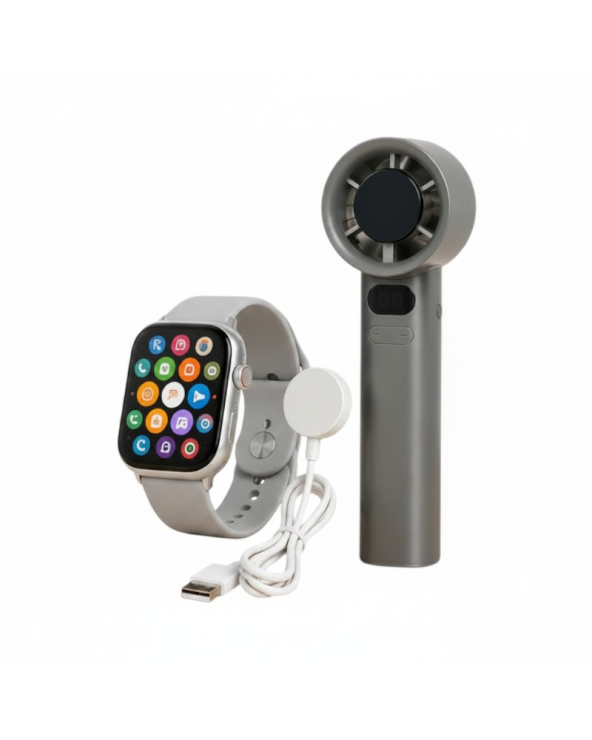 Σετ Smartwatch με ασύρματο ανεμιστήρα χειρός - FAN-50 PRO - 260295 - Grey