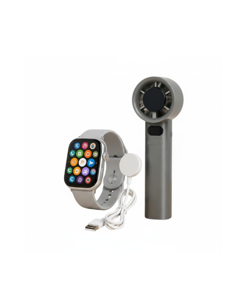 Σετ Smartwatch με ασύρματο ανεμιστήρα χειρός - FAN-50 PRO - 260295 - Grey