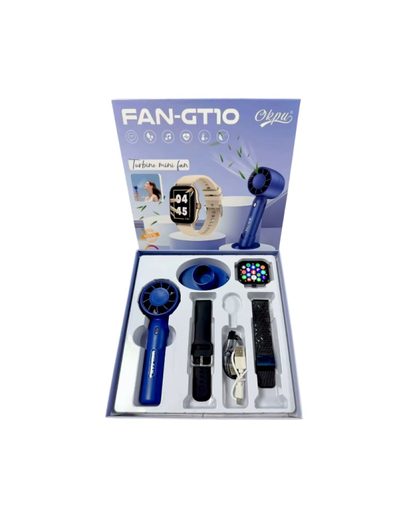Σετ Smartwatch με ασύρματο ανεμιστήρα χειρός - FAN-GT10 - 260301 - Black