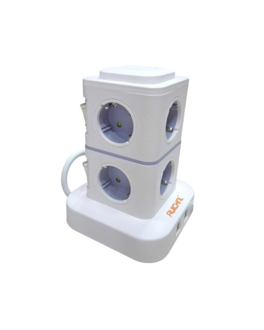 Κάθετο πολύπριζο 8 θέσεων με διακόπτες & 4xUSB - Σούκο - 3m - RC-G8P-4U