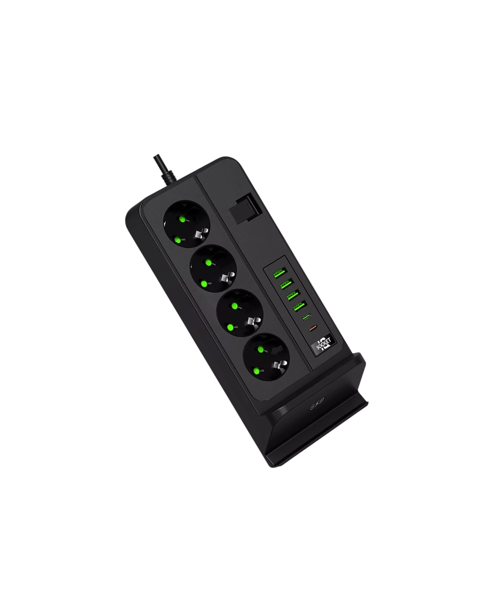 Πολύπριζο 4 θέσεων με θύρες USB & βάση ασύρματης φόρτισης - KOS-27011EU