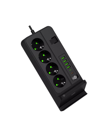 Πολύπριζο 4 θέσεων με θύρες USB & βάση ασύρματης φόρτισης - KOS-27011EU