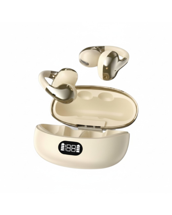 Ασύρματα ακουστικά Bluetooth Open-Ear με θήκη φόρτισης - KMS-E07 - 260076 - Beige