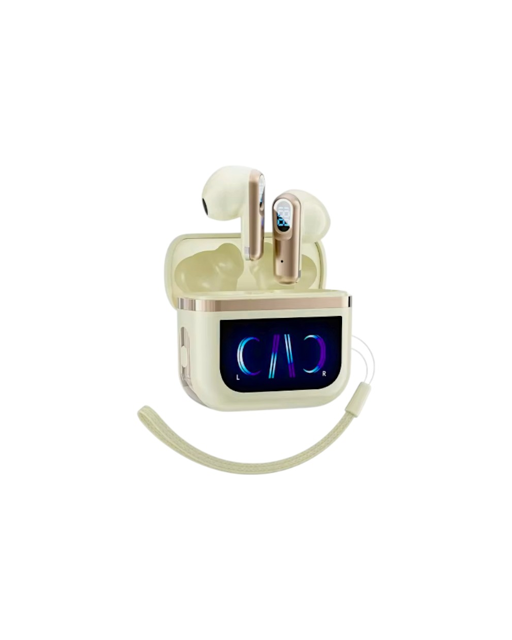 Ασύρματα ακουστικά Bluetooth με ψηφιακή οθόνη & θήκη φόρτισης - J61 - 814031 - Gold