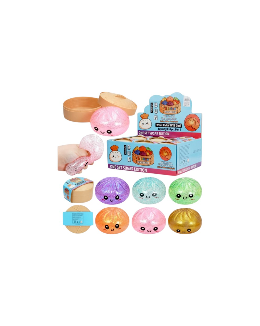 Παιχνίδι Squishy Dumpling Antistress φατσούλα - 5.5cm - Πακέτο 12 τεμαχίων - TEM4982