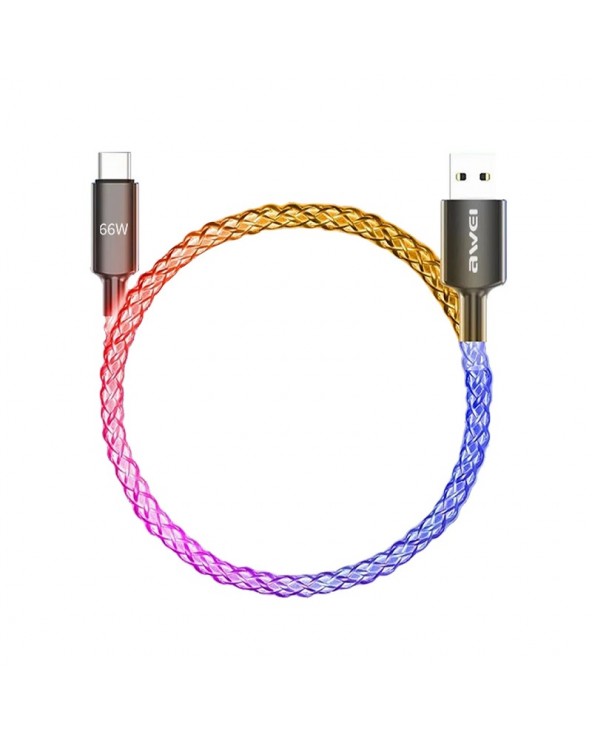 Καλώδιο φόρτισης &amp;amp; data με φωτισμό - Fast Charge - Type-C - CL-127T - 66W - AWEI