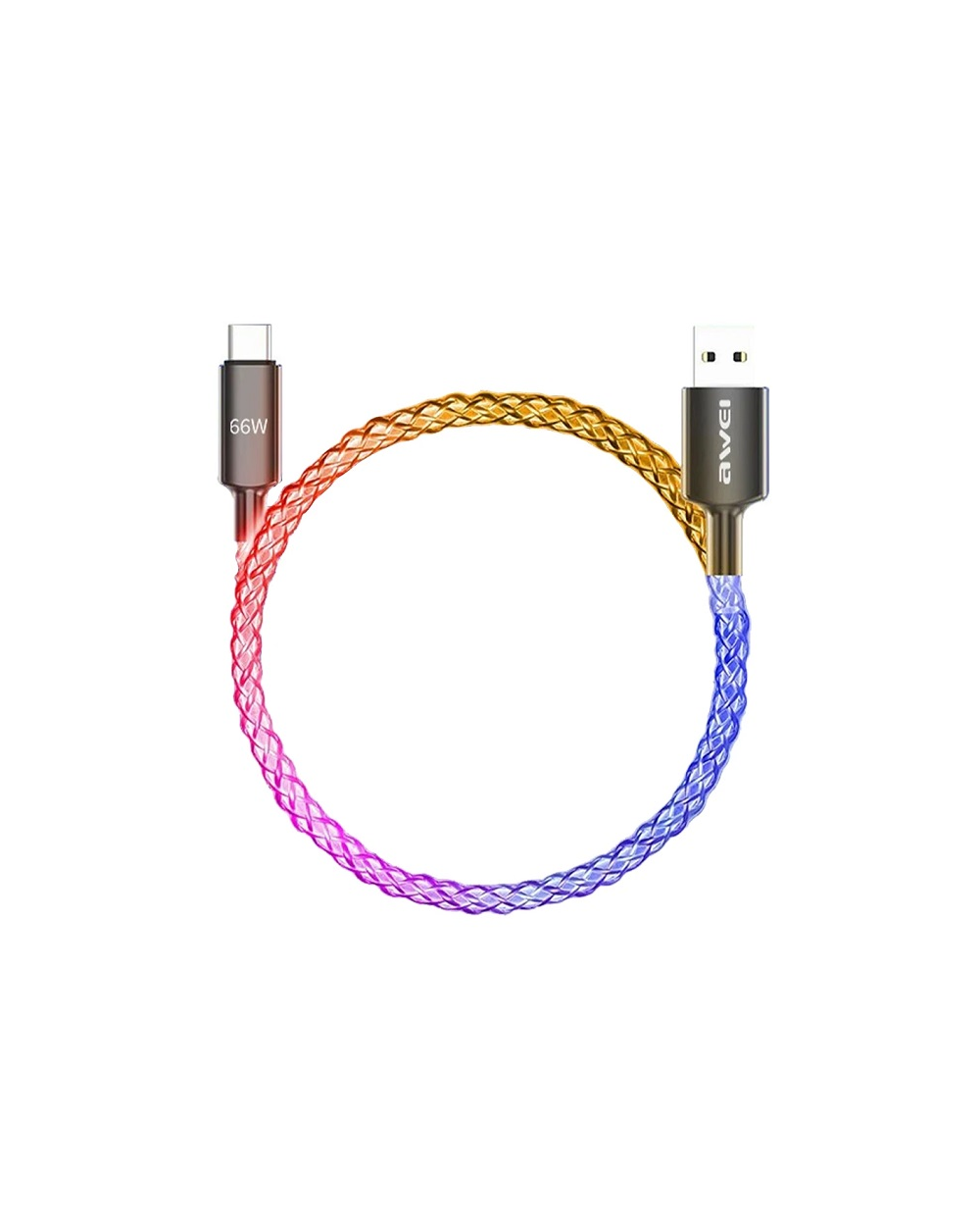 Καλώδιο φόρτισης &amp;amp; data με φωτισμό - Fast Charge - Type-C - CL-127T - 66W - AWEI