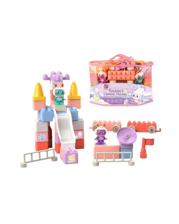 Σετ κατασκευών DIY με τουβλάκια - Rabbit Space Travel - 38pcs - JX6802