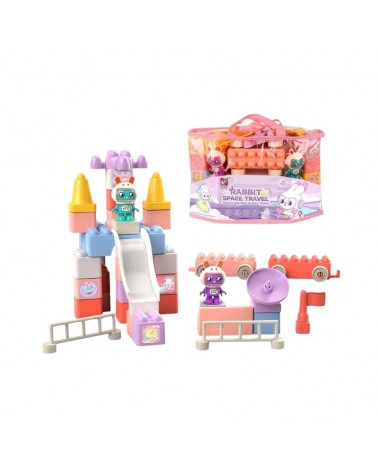 Σετ κατασκευών DIY με τουβλάκια - Rabbit Space Travel - 38pcs - JX6802